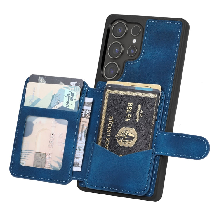 For Samsung Galaxy S25 Ultra 5G Skin Feel Dream RFID Anti-theft PU Card Bag Phone Case(Peacock Blue) - Galaxy S25 Ultra 5G Cases by PMC TechLife | Online Shopping South Africa | PMC TechLife | Buy Now Pay Later Mobicred
