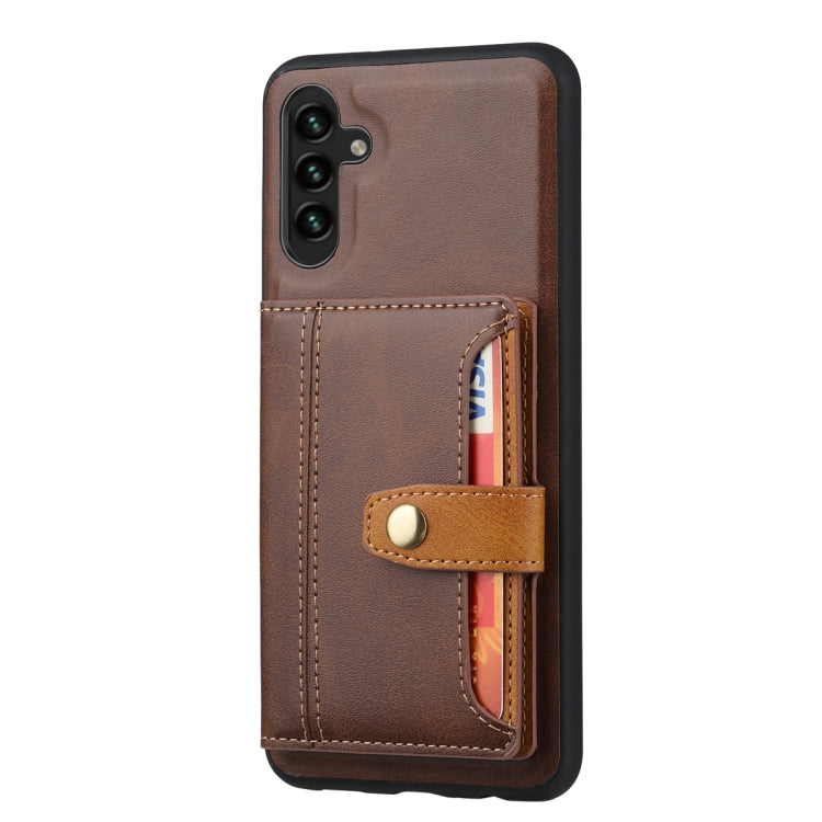For Samsung Galaxy S25 5G Calfskin Card Slot TPU Hybrid PU Phone Case(Brown) - Galaxy S25 5G Cases by PMC Jewellery | Online Shopping South Africa | PMC Jewellery | Buy Now Pay Later Mobicred