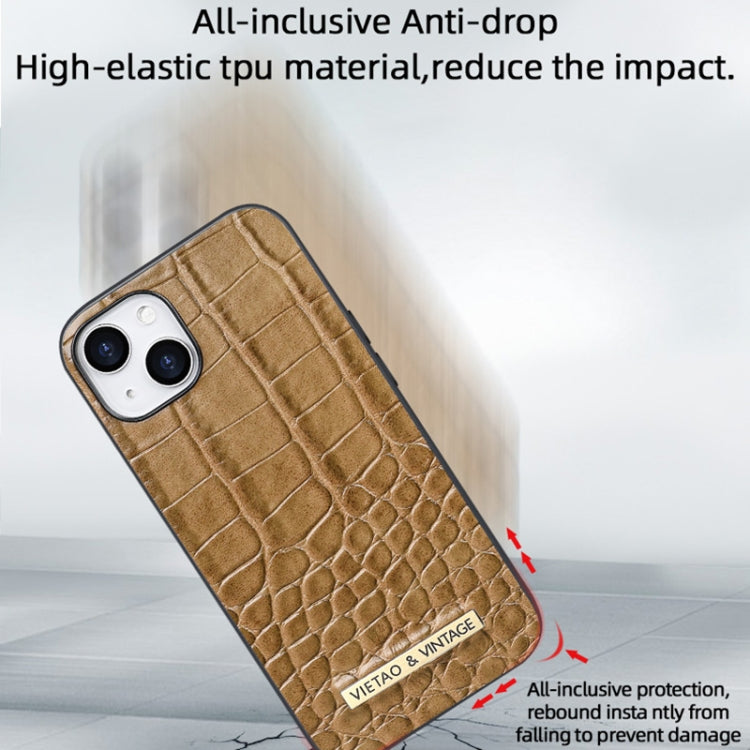 For iPhone 16 VIETAO Alligator Texture PU Phone Case(Brown) - free shipping - PMC Jewellery - Order now!