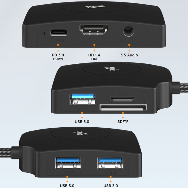 YCE-Z70A Type-C to PD 3.0, USB 3.0x2 + SD/TF, 3.5mm and HD1.4 Docking Station Video Capture Card(Black) - Video Capture Solutions by PMC TechLife | Online Shopping South Africa | PMC TechLife | Buy Now Pay Later Mobicred