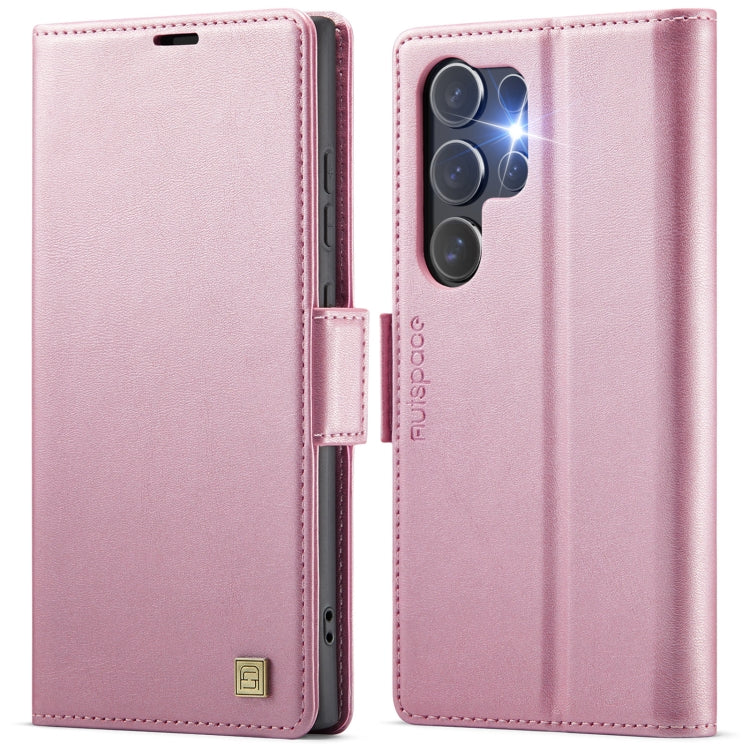 For Samsung Galaxy S25 Ultra 5G AutSpace A11 Side Buckle MagSafe Magnetic RFID Phone Leather Case(Rose Gold) - free shipping - PMC Jewellery - Order now!