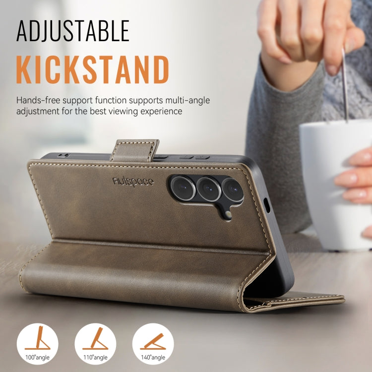 For Samsung Galaxy S25 5G AutSpace A11 Side Buckle MagSafe Magnetic RFID Phone Leather Case(Coffee) - free shipping - PMC Jewellery - Order now!