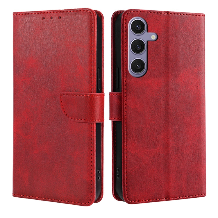 For Samsung Galaxy S25+ 5G Calf Texture Buckle Flip Leather Phone Case(Red) - Galaxy S25+ 5G Cases by PMC Jewellery | Online Shopping South Africa | PMC Jewellery | Buy Now Pay Later Mobicred