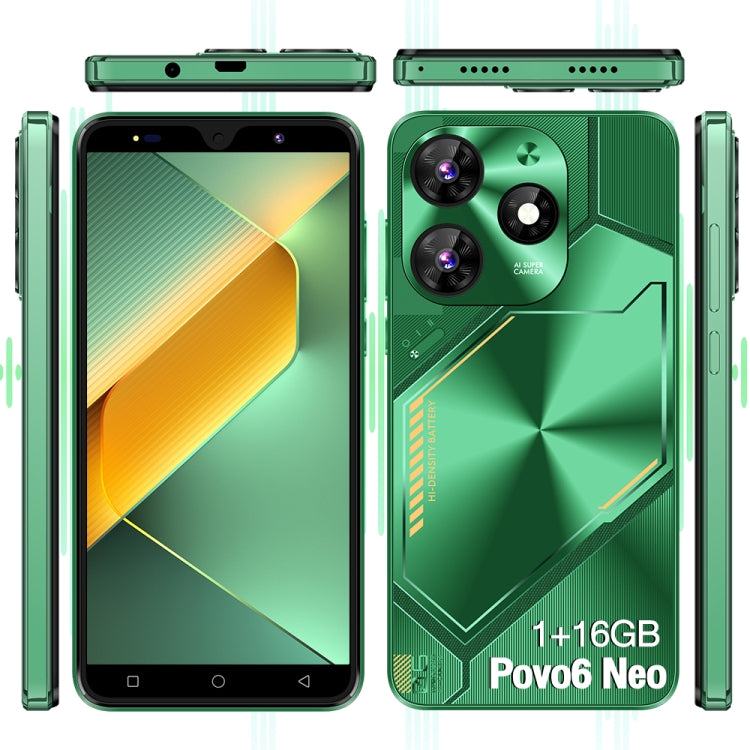 Povo6 Neo / DP29, 1GB+16GB, Face Identification, 5.0 inch Android 8.1 MTK6580M Quad Core, Network: 3G, Dual SIM, Plug:EU Plug(Green) - free shipping - PMc TechLife - Order now!