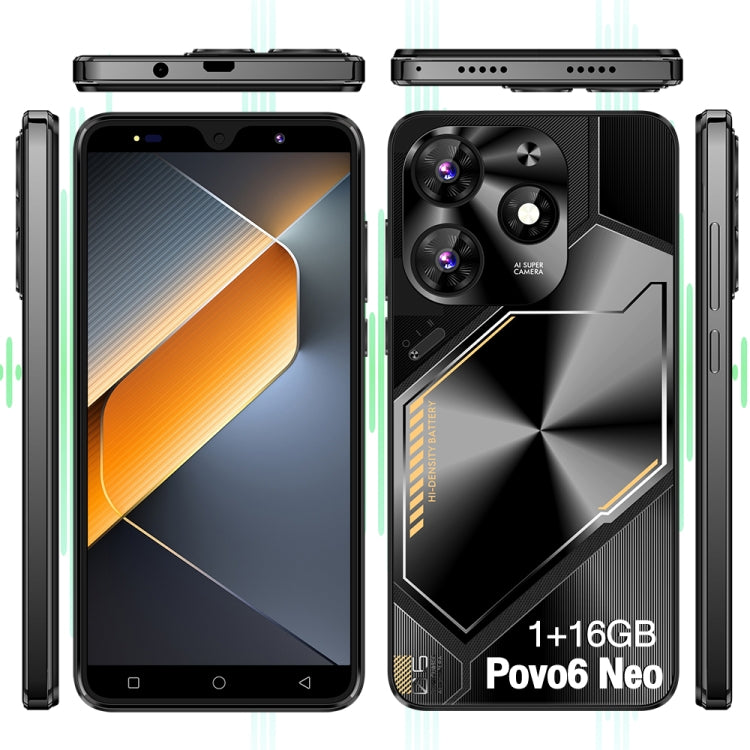 Povo6 Neo / DP29, 1GB+16GB, Face Identification, 5.0 inch Android 8.1 MTK6580M Quad Core, Network: 3G, Dual SIM, Plug:US Plug(Black) - free shipping - PMc TechLife - Order now!