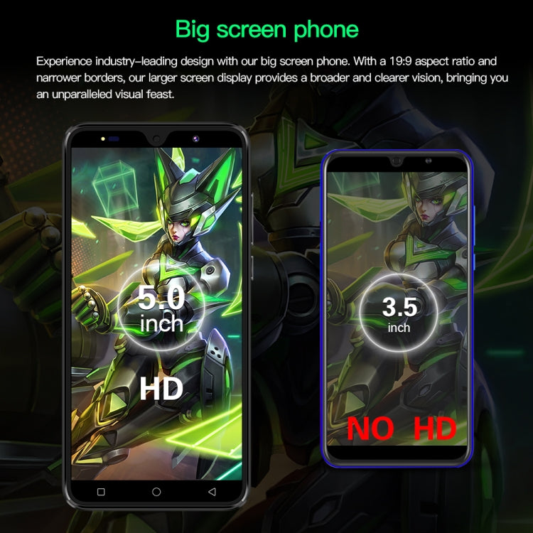 Povo6 Neo / DP29, 1GB+16GB, Face Identification, 5.0 inch Android 8.1 MTK6580M Quad Core, Network: 3G, Dual SIM, Plug:EU Plug(Green) - free shipping - PMc TechLife - Order now!