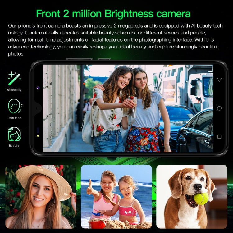 Povo6 Neo / DP29, 1GB+16GB, Face Identification, 5.0 inch Android 8.1 MTK6580M Quad Core, Network: 3G, Dual SIM, Plug:US Plug(Green) - free shipping - PMc TechLife - Order now!