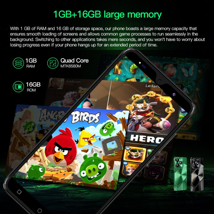 Povo6 Neo / DP29, 1GB+16GB, Face Identification, 5.0 inch Android 8.1 MTK6580M Quad Core, Network: 3G, Dual SIM, Plug:US Plug(Green) - free shipping - PMc TechLife - Order now!