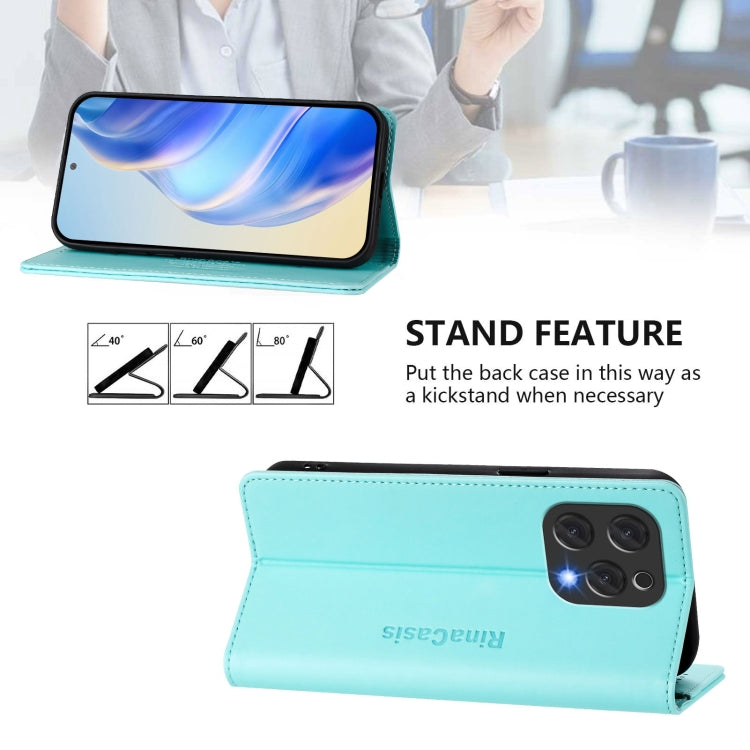 For DOOGEE N55 Plus RC01 Dual-Folded Magnetic Suction RFID Leather Phone Case(Mint Green) - Doogee Cases by PMC TechLife | Online Shopping South Africa | PMC TechLife | Buy Now Pay Later Mobicred
