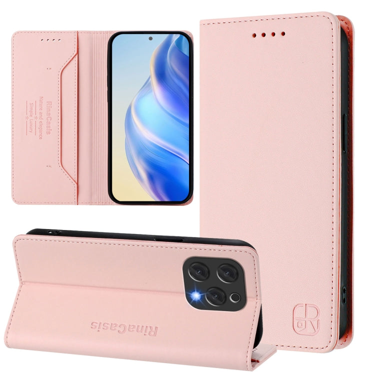 For DOOGEE N55 Plus RC01 Dual-Folded Magnetic Suction RFID Leather Phone Case(Pink) - Doogee Cases by PMC TechLife | Online Shopping South Africa | PMC TechLife | Buy Now Pay Later Mobicred