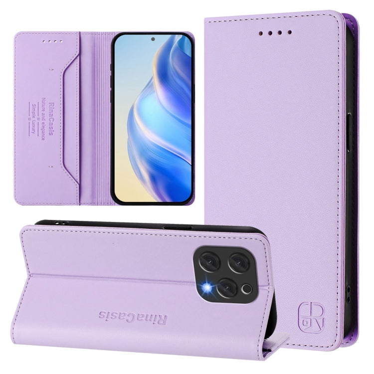 For DOOGEE N55 Plus RC01 Dual-Folded Magnetic Suction RFID Leather Phone Case(Light Purple) - Doogee Cases by PMC TechLife | Online Shopping South Africa | PMC TechLife | Buy Now Pay Later Mobicred