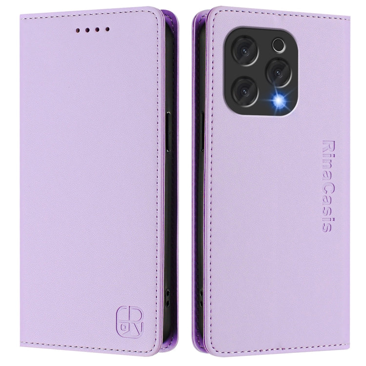 For DOOGEE N55 Plus RC01 Dual-Folded Magnetic Suction RFID Leather Phone Case(Light Purple) - Doogee Cases by PMC TechLife | Online Shopping South Africa | PMC TechLife | Buy Now Pay Later Mobicred