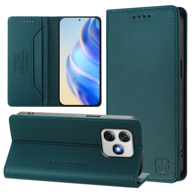 For Ulefone Note 18 Ultra 5G RC01 Dual-Folded Magnetic Suction RFID Leather Phone Case(Dark Green) - Ulefone Cases by PMC TechLife | Online Shopping South Africa | PMC TechLife | Buy Now Pay Later Mobicred