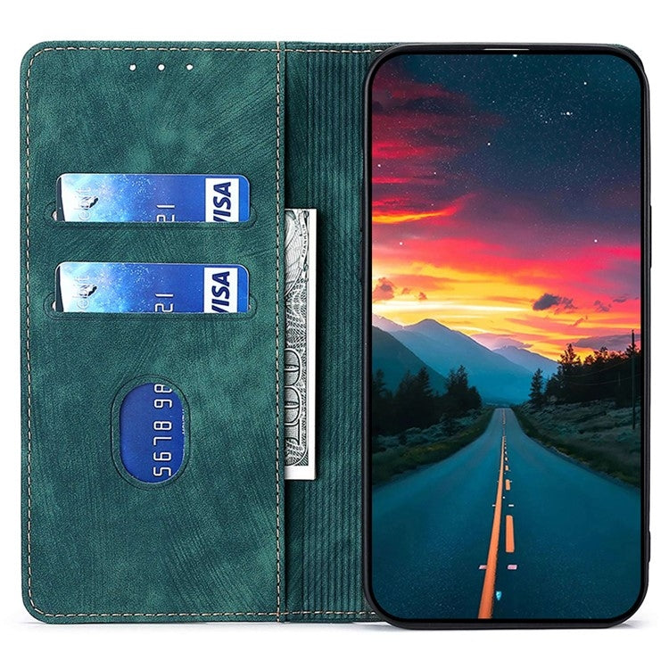 For Samsung Galaxy S25 5G RFID Anti-theft Brush Magnetic Leather Phone Case(Green) - Galaxy S25 5G Cases by PMC TechLife | Online Shopping South Africa | PMC TechLife | Buy Now Pay Later Mobicred