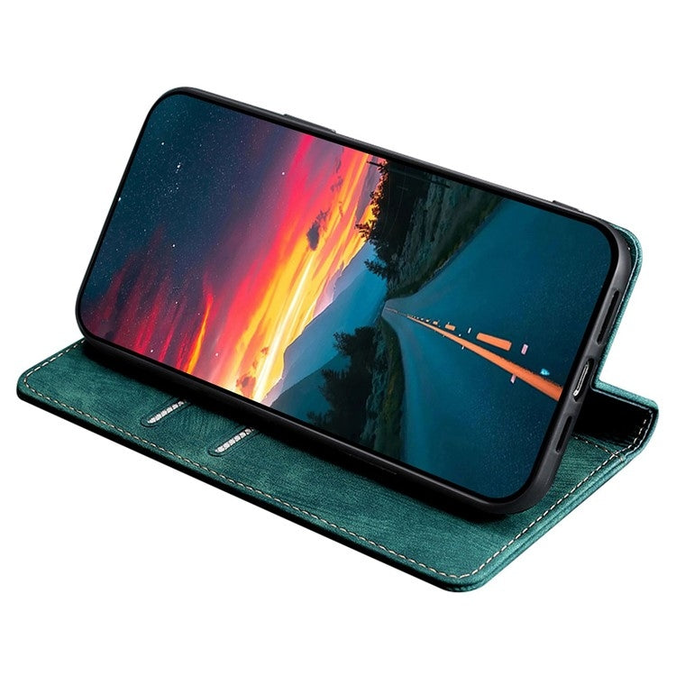 For Samsung Galaxy S25 5G RFID Anti-theft Brush Magnetic Leather Phone Case(Green) - Galaxy S25 5G Cases by PMC TechLife | Online Shopping South Africa | PMC TechLife | Buy Now Pay Later Mobicred