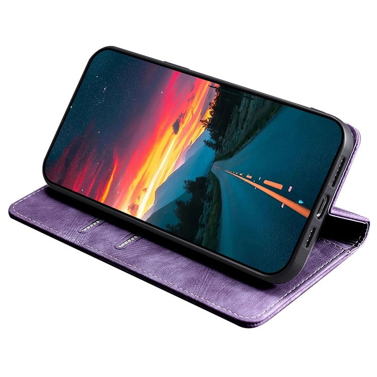 For Samsung Galaxy S25 5G RFID Anti-theft Brush Magnetic Leather Phone Case(Purple) - Galaxy S25 5G Cases by PMC TechLife | Online Shopping South Africa | PMC TechLife | Buy Now Pay Later Mobicred