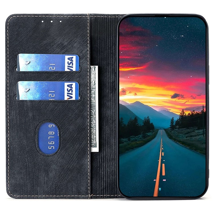 For Samsung Galaxy S25+ 5G RFID Anti-theft Brush Magnetic Leather Phone Case(Black) - Galaxy S25+ 5G Cases by PMC TechLife | Online Shopping South Africa | PMC TechLife | Buy Now Pay Later Mobicred