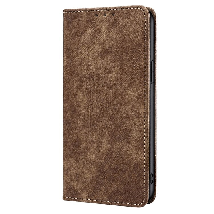 For Samsung Galaxy S25+ 5G RFID Anti-theft Brush Magnetic Leather Phone Case(Brown) - Galaxy S25+ 5G Cases by PMC TechLife | Online Shopping South Africa | PMC TechLife | Buy Now Pay Later Mobicred