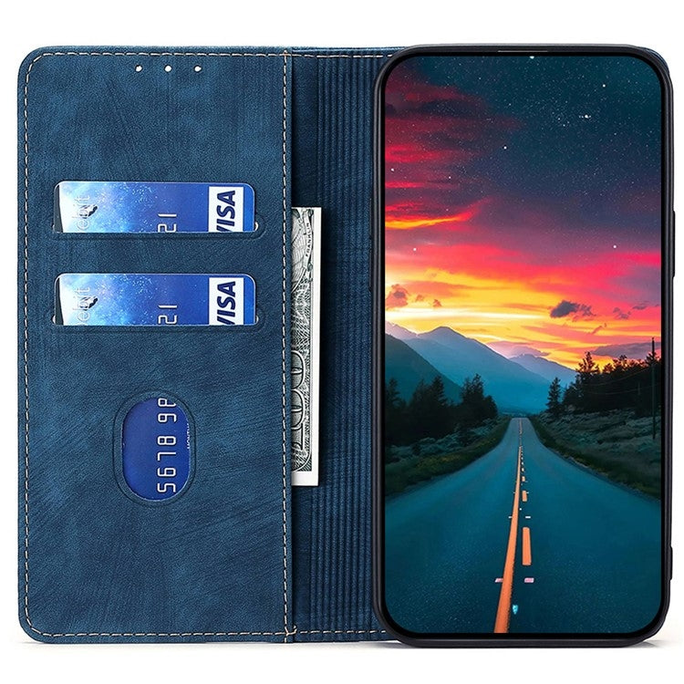 For Samsung Galaxy S25+ 5G RFID Anti-theft Brush Magnetic Leather Phone Case(Blue) - Galaxy S25+ 5G Cases by PMC TechLife | Online Shopping South Africa | PMC TechLife | Buy Now Pay Later Mobicred