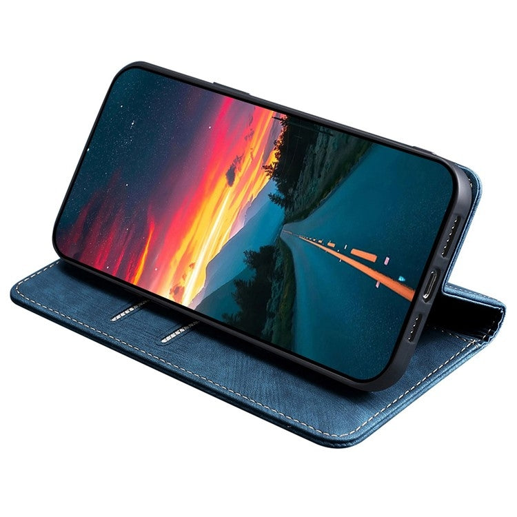 For Samsung Galaxy S25+ 5G RFID Anti-theft Brush Magnetic Leather Phone Case(Blue) - Galaxy S25+ 5G Cases by PMC TechLife | Online Shopping South Africa | PMC TechLife | Buy Now Pay Later Mobicred