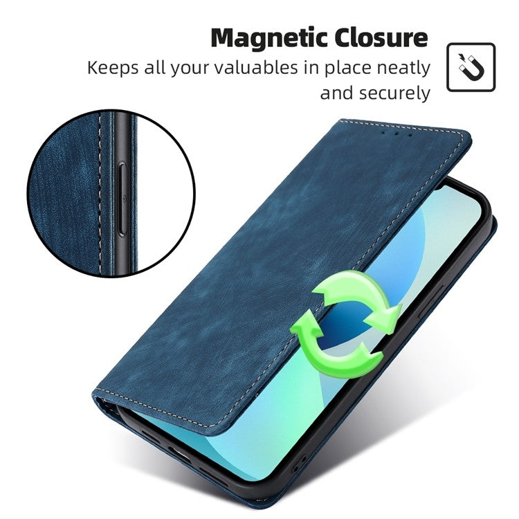 For Samsung Galaxy S25+ 5G RFID Anti-theft Brush Magnetic Leather Phone Case(Blue) - Galaxy S25+ 5G Cases by PMC TechLife | Online Shopping South Africa | PMC TechLife | Buy Now Pay Later Mobicred