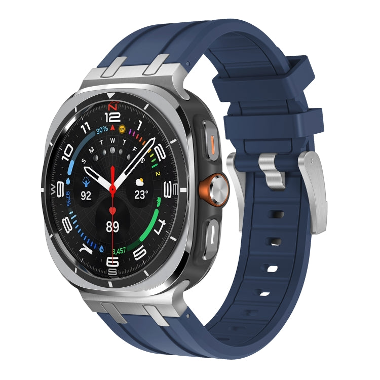 For Samsung Galaxy Watch Ultra 47mm AP Series Liquid Silicone Watch Band(Silver Blue) - Watch Bands by PMc TechLife | Online Shopping South Africa | PMc TechLife | Buy Now Pay Later Mobicred