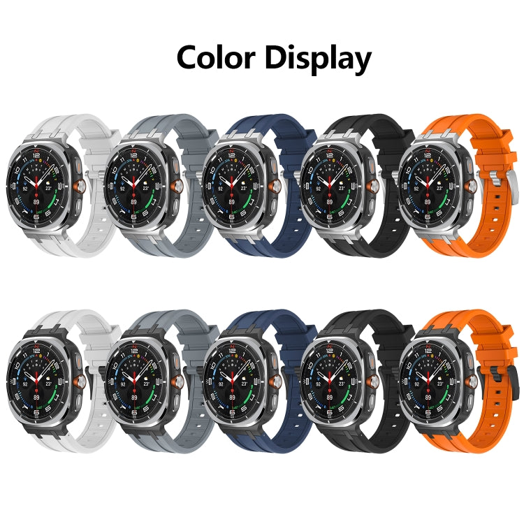 For Samsung Galaxy Watch Ultra 47mm AP Series Liquid Silicone Watch Band(Black Orange) - Watch Bands by PMc TechLife | Online Shopping South Africa | PMc TechLife | Buy Now Pay Later Mobicred