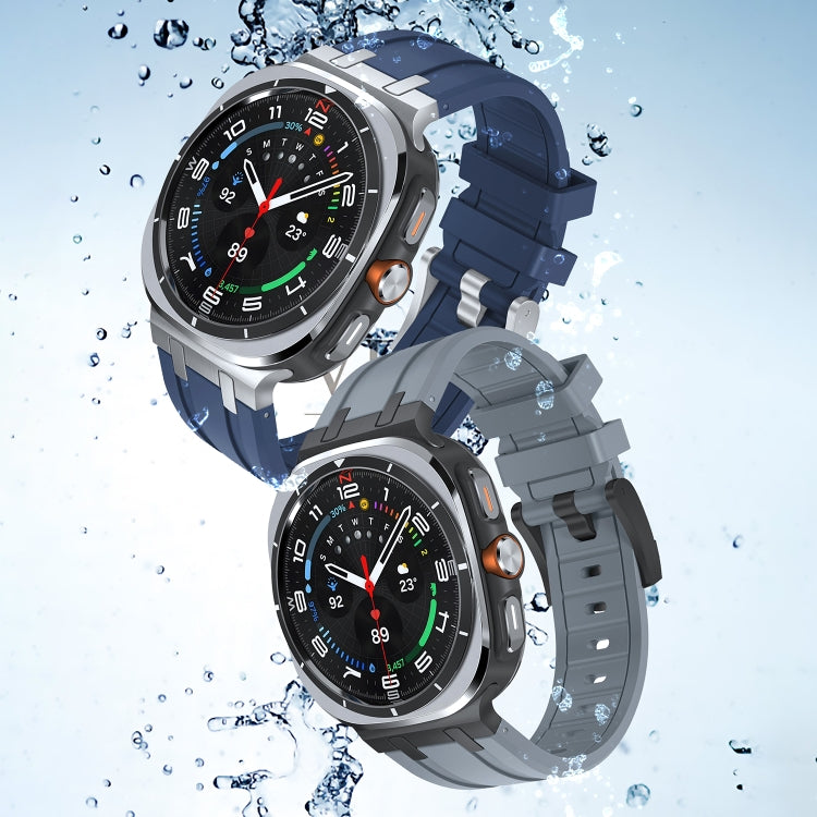 For Samsung Galaxy Watch Ultra 47mm AP Series Liquid Silicone Watch Band(Silver Blue) - Watch Bands by PMc TechLife | Online Shopping South Africa | PMc TechLife | Buy Now Pay Later Mobicred