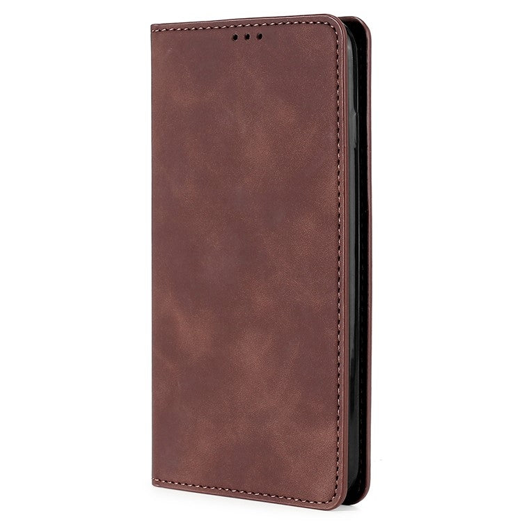 For Samsung Galaxy S25 5G Skin Feel Magnetic Leather Phone Case(Dark Brown) - free shipping - PMC Jewellery - Order now!