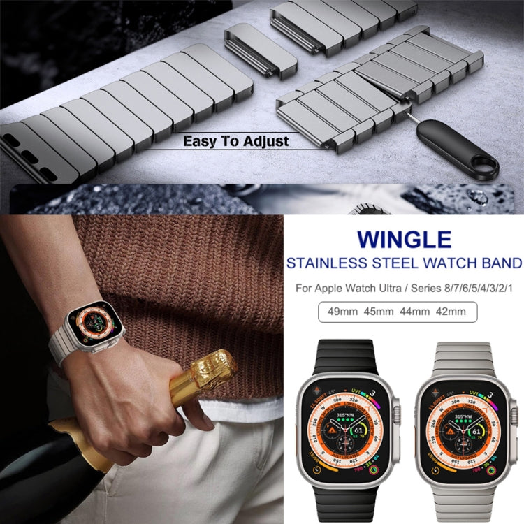 For Apple Watch 46mm / 49mm / 45mm / 44mm Bamboo Norman Buckle Stainless Steel Watch Band(Black) - free shipping - PMC TechLife - Order now!