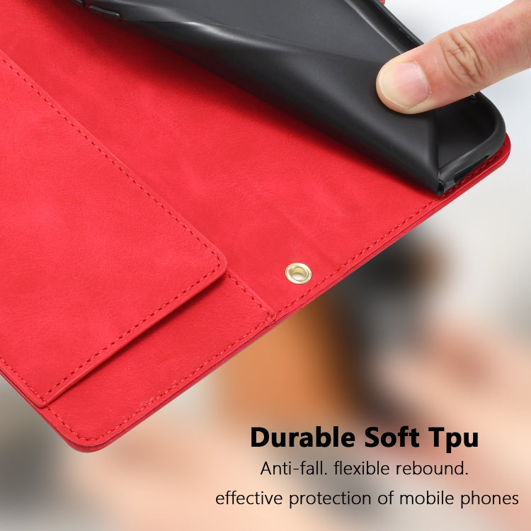 For Samsung Galaxy S25+ 5G Tulips Embossed Leather Phone Case with Lanyard(Red) - Galaxy S25+ 5G Cases by PMC Jewellery | Online Shopping South Africa | PMC Jewellery | Buy Now Pay Later Mobicred