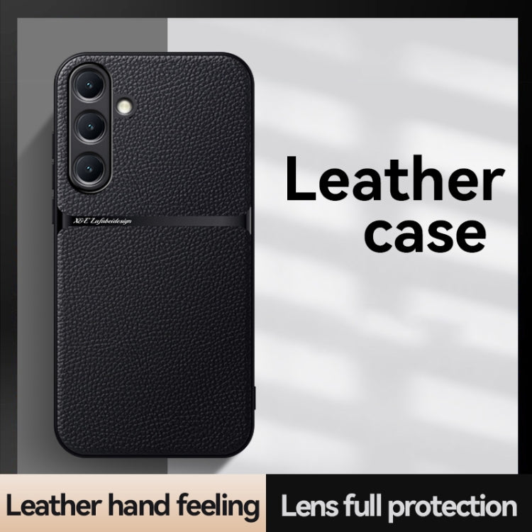 For Samsung Galaxy S25+ 5G Litchi Leather Magnetic Full Coverage Shockproof Phone Case(Navy Blue) - free shipping - PMC Jewellery - Order now!