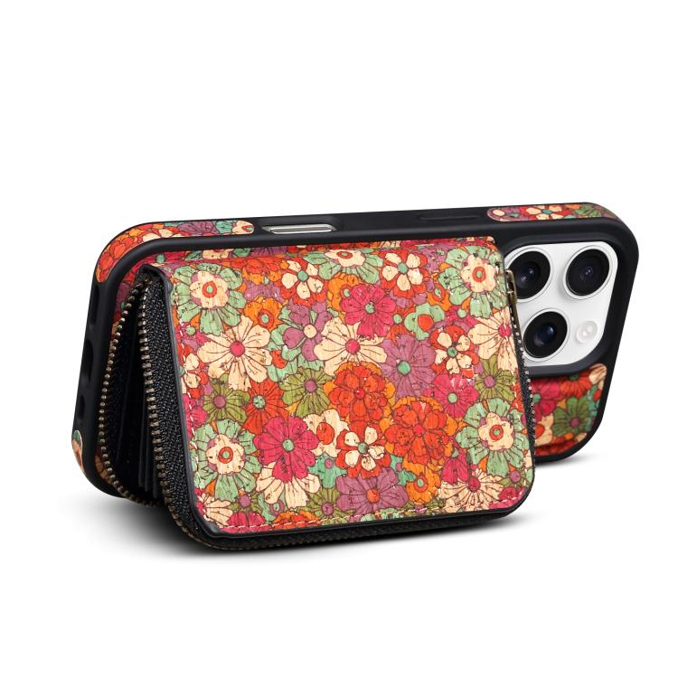 For iPhone 16 Plus Denior D23 MagSafe Detachable Zipper Wallet Holder Phone Case(Red) - iPhone 16 Plus Cases by Denior | Online Shopping South Africa | PMC Jewellery | Buy Now Pay Later Mobicred