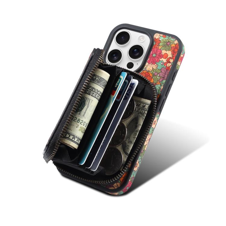 For iPhone 16 Plus Denior D23 MagSafe Detachable Zipper Wallet Holder Phone Case(Red) - iPhone 16 Plus Cases by Denior | Online Shopping South Africa | PMC Jewellery | Buy Now Pay Later Mobicred