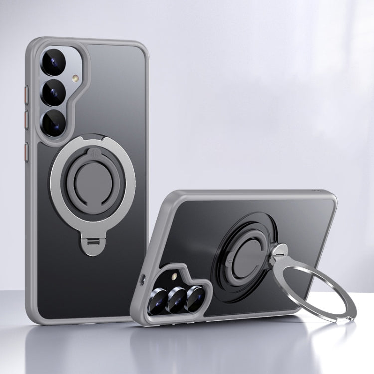 For Samsung Galaxy S25 5G Frosted MagSafe Phone Case with 360 Degree Rotating Holder(Grey) - free shipping - PMC Jewellery - Order now!