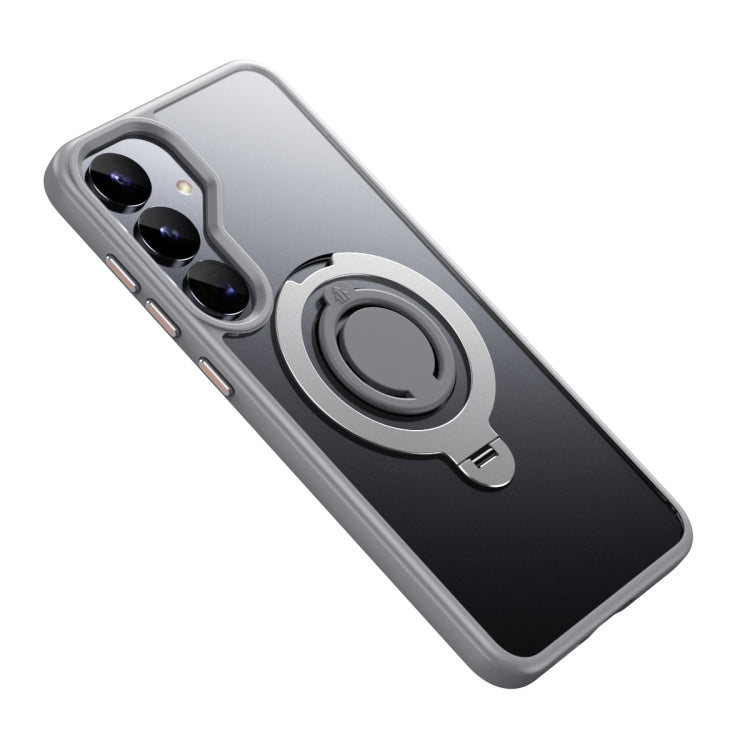 For Samsung Galaxy S25 5G Frosted MagSafe Phone Case with 360 Degree Rotating Holder(Grey) - free shipping - PMC Jewellery - Order now!