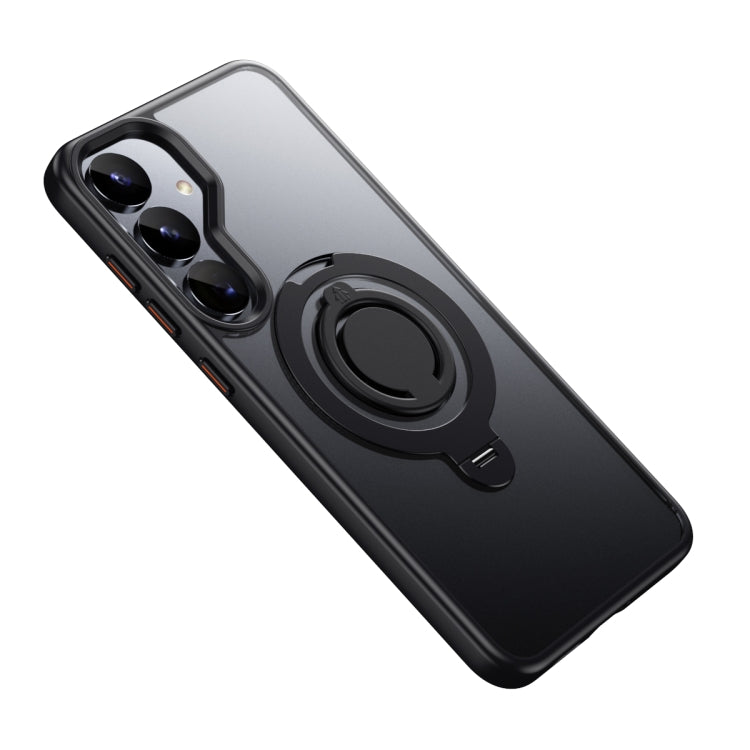 For Samsung Galaxy S25+ 5G Frosted MagSafe Phone Case with 360 Degree Rotating Holder(Black) - Galaxy S25+ 5G Cases by PMC Jewellery | Online Shopping South Africa | PMC Jewellery | Buy Now Pay Later Mobicred