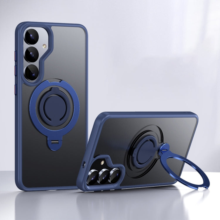 For Samsung Galaxy S25+ 5G Frosted MagSafe Phone Case with 360 Degree Rotating Holder(Blue) - Galaxy S25+ 5G Cases by PMC Jewellery | Online Shopping South Africa | PMC Jewellery | Buy Now Pay Later Mobicred