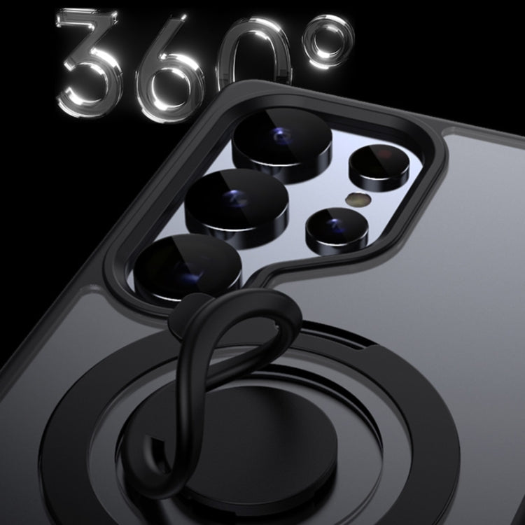 For Samsung Galaxy S25 Ultra 5G Frosted MagSafe Phone Case with 360 Degree Rotating Holder(Black) - Galaxy S25 Ultra 5G Cases by PMC Jewellery | Online Shopping South Africa | PMC Jewellery | Buy Now Pay Later Mobicred