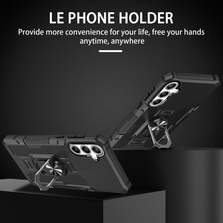 For Samsung Galaxy S25 5G Ring Holder Armor Hybrid Phone Case(Black) - free shipping - PMC Jewellery - Order now!