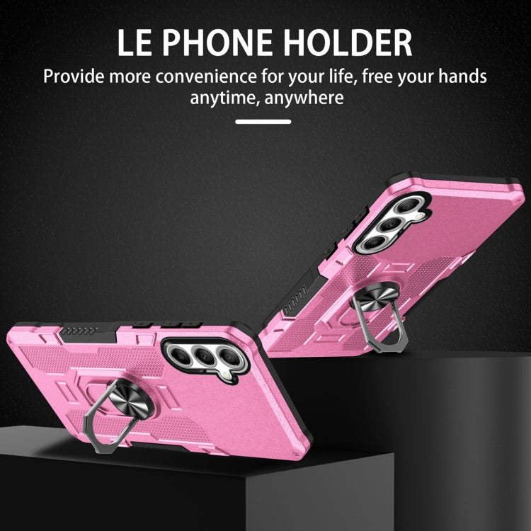 For Samsung Galaxy S25 5G Ring Holder Armor Hybrid Phone Case(Pink) - Galaxy S25 5G Cases by PMC Jewellery | Online Shopping South Africa | PMC Jewellery | Buy Now Pay Later Mobicred