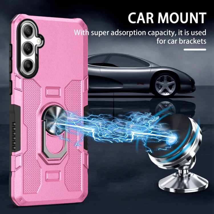 For Samsung Galaxy S25 5G Ring Holder Armor Hybrid Phone Case(Pink) - Galaxy S25 5G Cases by PMC Jewellery | Online Shopping South Africa | PMC Jewellery | Buy Now Pay Later Mobicred