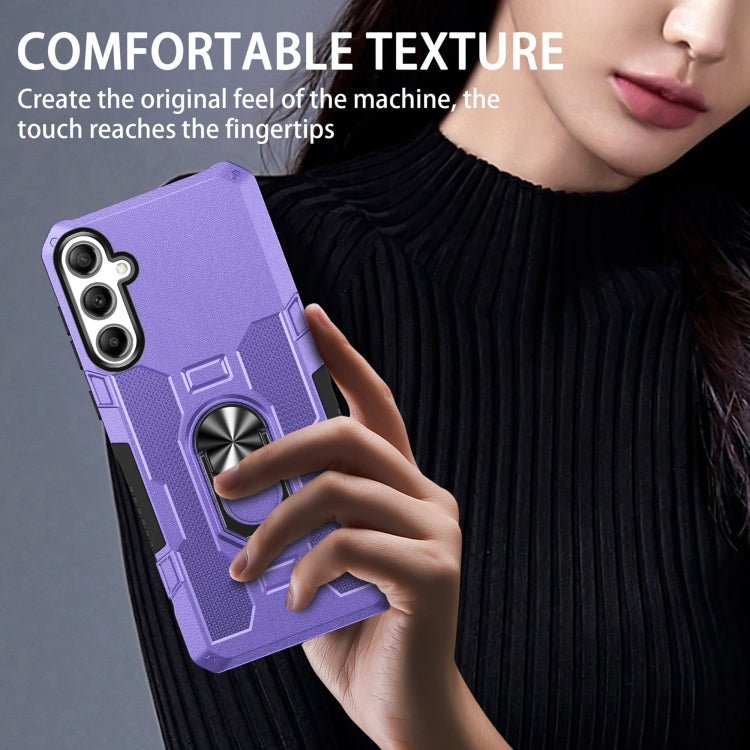 For Samsung Galaxy S25 5G Ring Holder Armor Hybrid Phone Case(Purple) - Galaxy S25 5G Cases by PMC Jewellery | Online Shopping South Africa | PMC Jewellery | Buy Now Pay Later Mobicred
