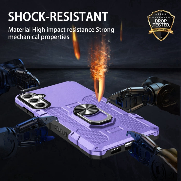 For Samsung Galaxy S25 5G Ring Holder Armor Hybrid Phone Case(Purple) - Galaxy S25 5G Cases by PMC Jewellery | Online Shopping South Africa | PMC Jewellery | Buy Now Pay Later Mobicred