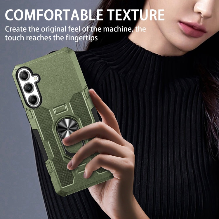 For Samsung Galaxy S25+ 5G Ring Holder Armor Hybrid Phone Case(Green) - Galaxy S25+ 5G Cases by PMC Jewellery | Online Shopping South Africa | PMC Jewellery | Buy Now Pay Later Mobicred