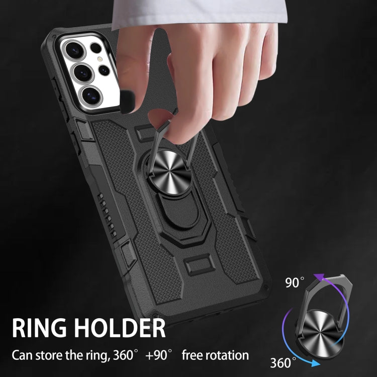 For Samsung Galaxy S25 Ultra 5G Ring Holder Armor Hybrid Phone Case(Black) - Galaxy S25 Ultra 5G Cases by PMC Jewellery | Online Shopping South Africa | PMC Jewellery | Buy Now Pay Later Mobicred