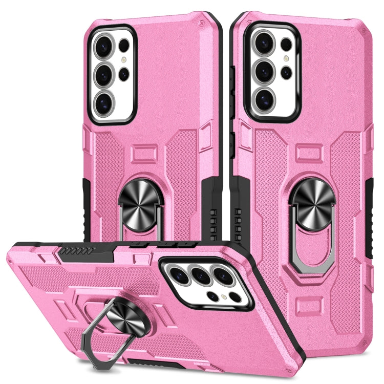 For Samsung Galaxy S25 Ultra 5G Ring Holder Armor Hybrid Phone Case(Pink) - Galaxy S25 Ultra 5G Cases by PMC Jewellery | Online Shopping South Africa | PMC Jewellery | Buy Now Pay Later Mobicred