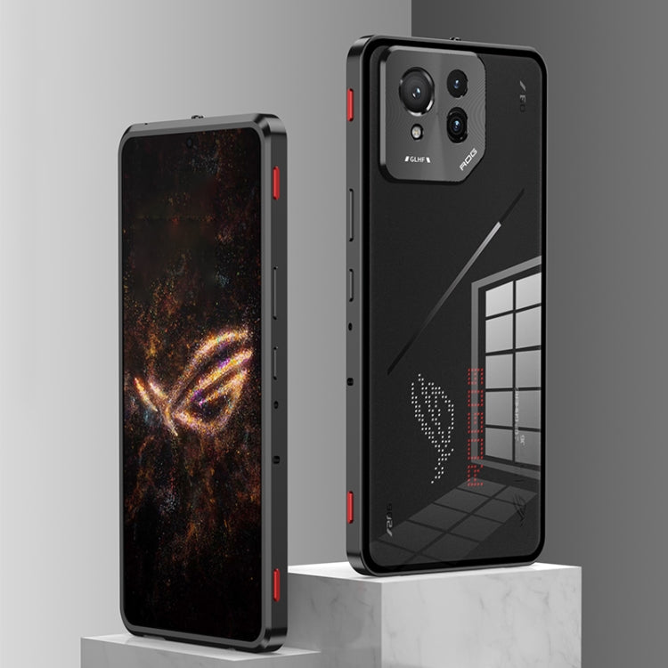 For  ASUS ROG Phone 9 Pro Snap Buckle Metal Frame Glass Back Panel Phone Case(Grey) - ASUS Cases by PMC TechLife | Online Shopping South Africa | PMC TechLife | Buy Now Pay Later Mobicred