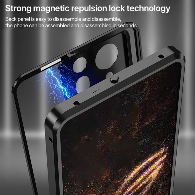 For  ASUS ROG Phone 9 Pro Snap Buckle Metal Frame Glass Back Panel Phone Case(Black) - ASUS Cases by PMC TechLife | Online Shopping South Africa | PMC TechLife | Buy Now Pay Later Mobicred