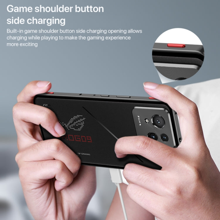 For  ASUS ROG Phone 9 Pro Snap Buckle Metal Frame Glass Back Panel Phone Case(Black) - ASUS Cases by PMC TechLife | Online Shopping South Africa | PMC TechLife | Buy Now Pay Later Mobicred